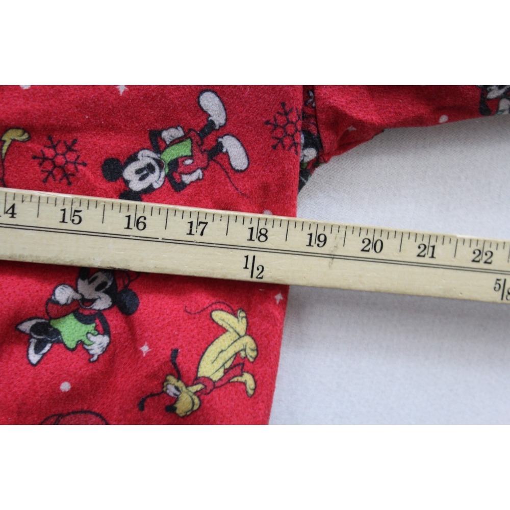Disney Pajama Shirt Women Medium Red Excellent Christmas Mickey Mouse Flannel - Picture 5 of 8